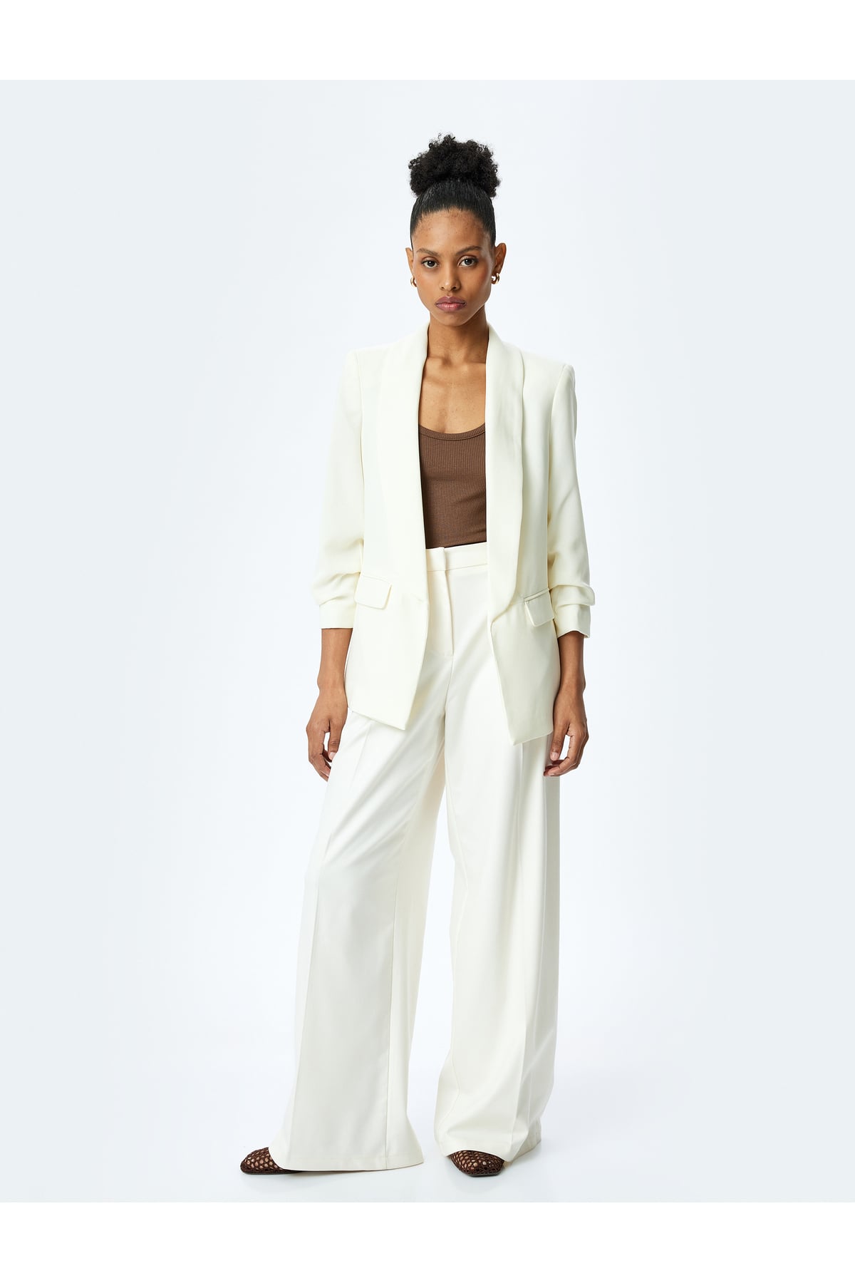 Drape Detaylı 3/4 Uzun Kollu Blazer Ceket