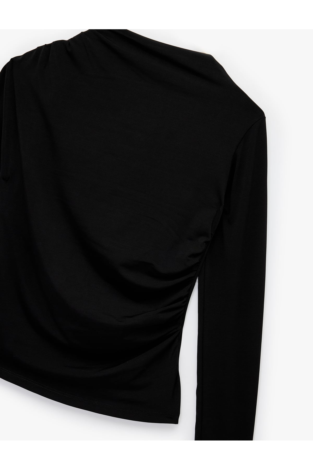 Drape Detaylı Dar Kesim Uzun Kollu Tişört