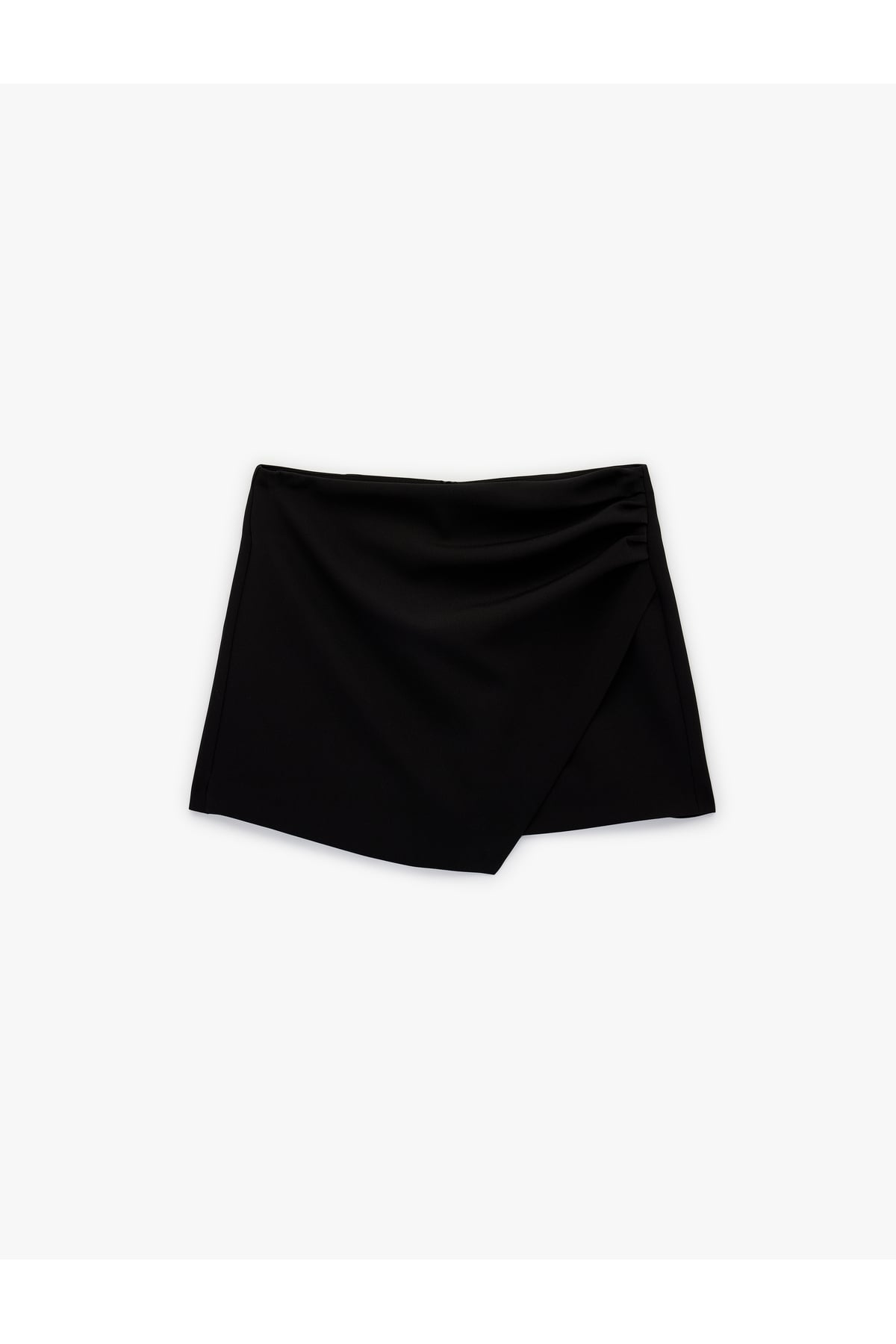 Drape Detaylı Kruvaze Mini Şort Etek