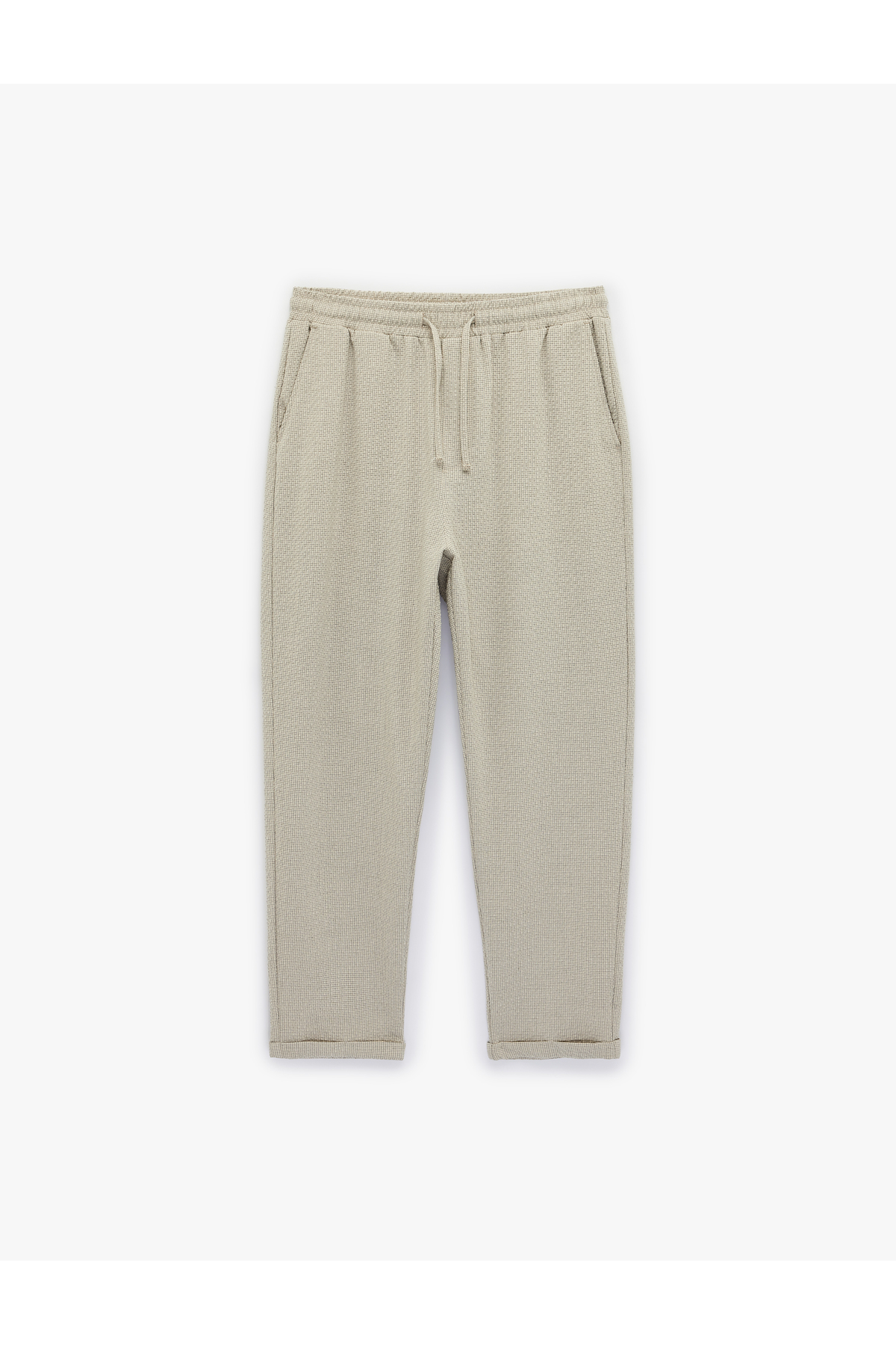 Duble Paça Cepli Viskon Karışımlı Beli Bağcıklı Pantolon