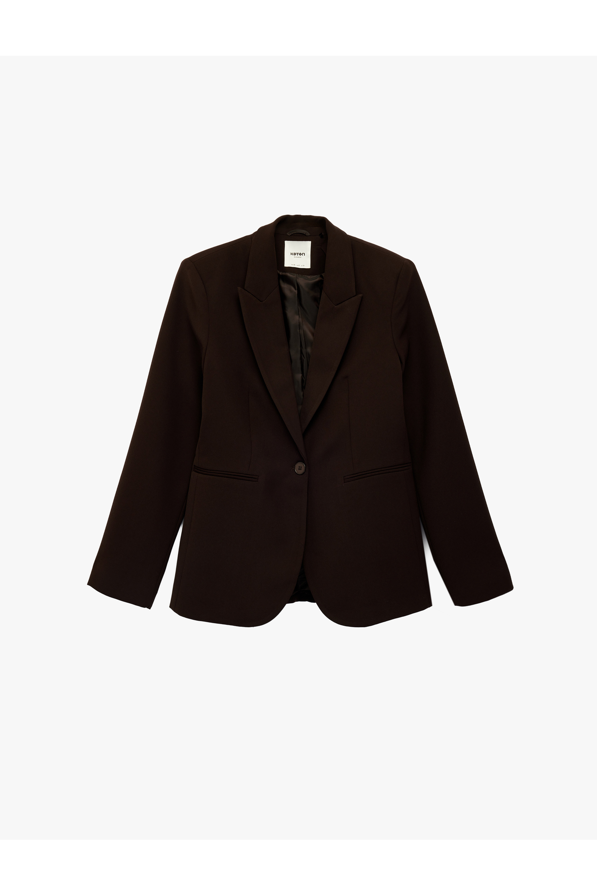 Düğmeli Cepli Geniş Yaka Krep Blazer Ceket