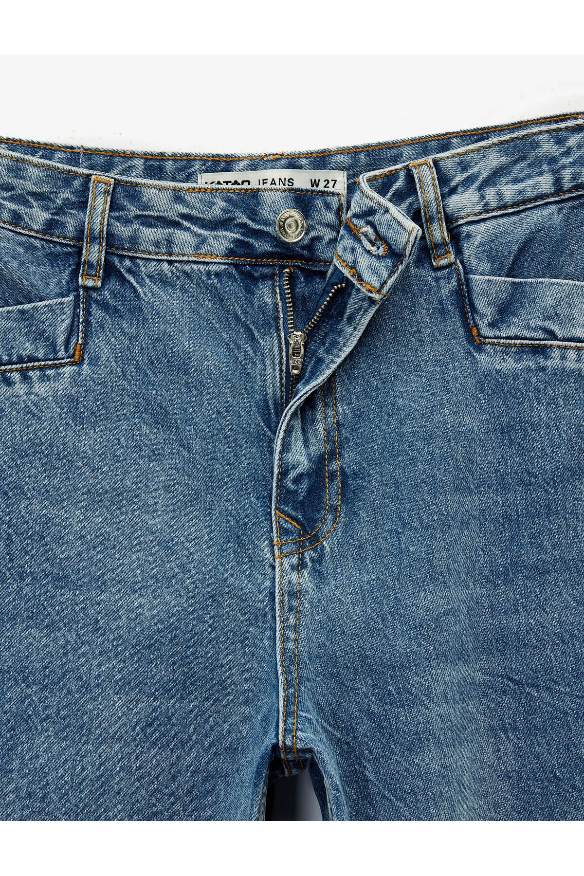 Düğmeli Cepli Regular Fit Pamuklu Geniş Paça Jean Pantolon - Wide Leg Jeans