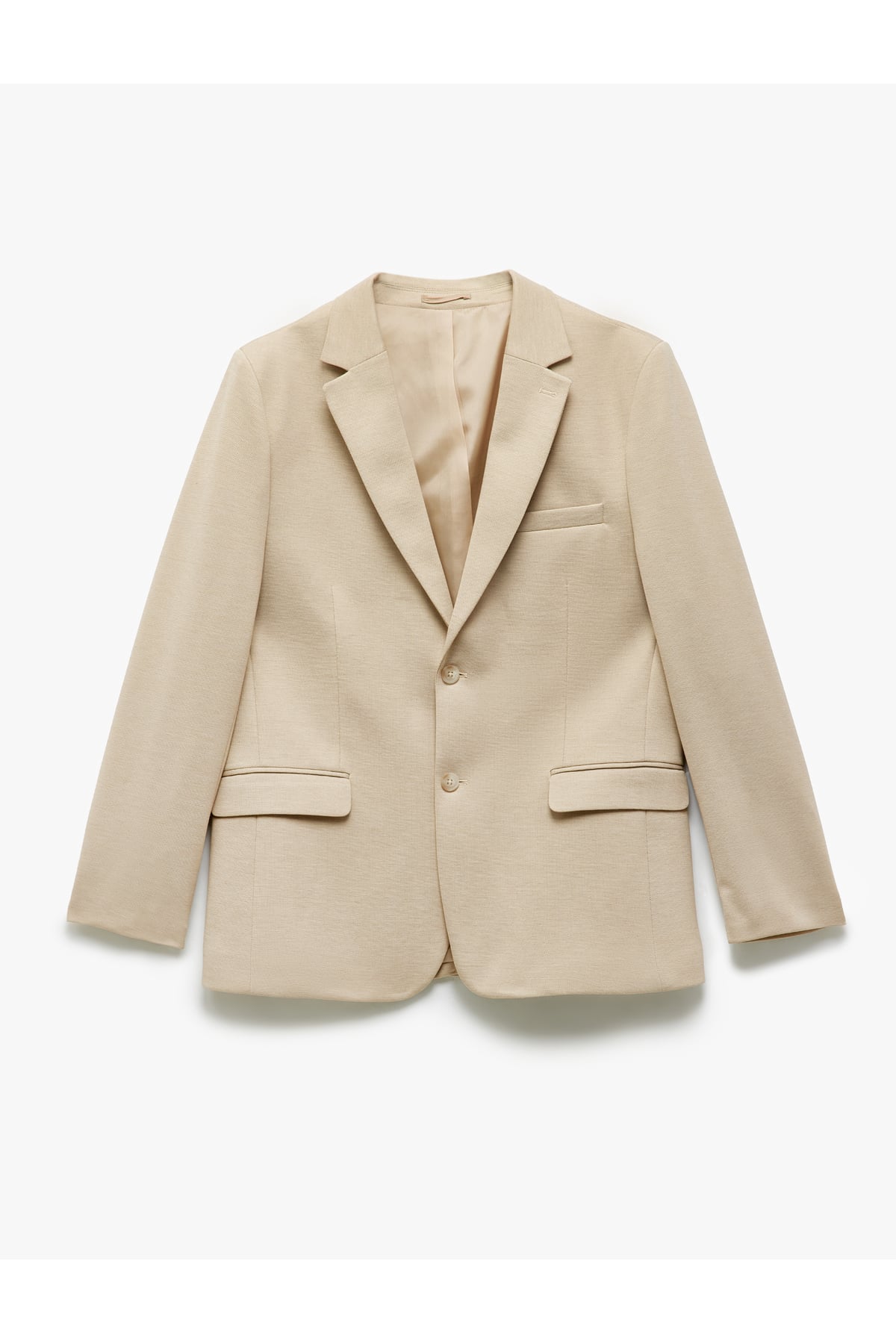 Düğmeli Cepli Viskon Karışımlı Pike Kumaş Mono Yaka Slim Fit Blazer Ceket
