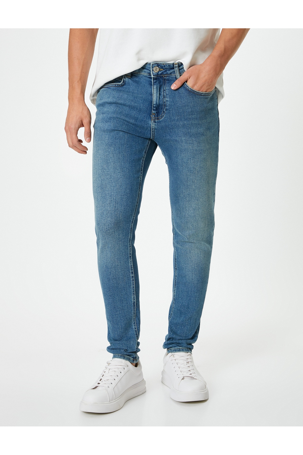 Düğmeli Standart Bel Super Skinny Fit Kot Pantolon - Justin Jean