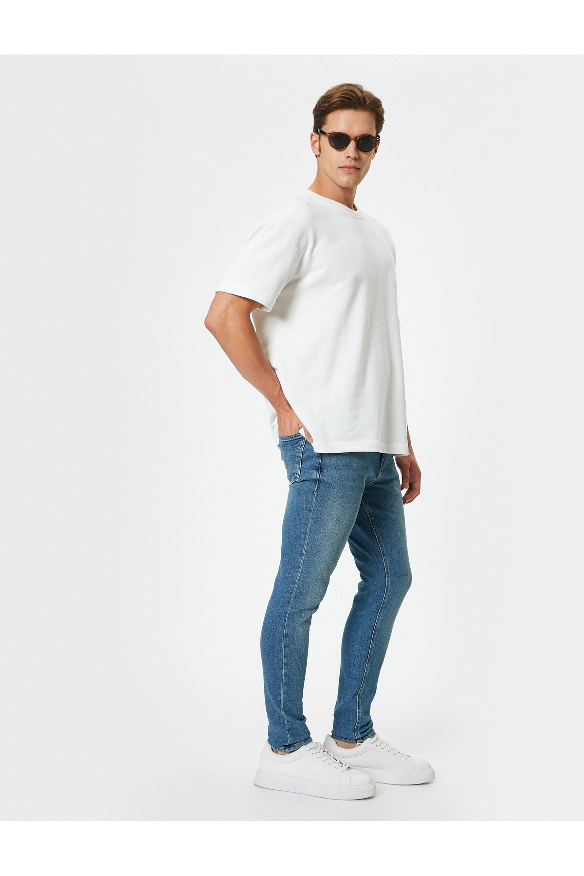 Düğmeli Standart Bel Super Skinny Fit Kot Pantolon - Justin Jean