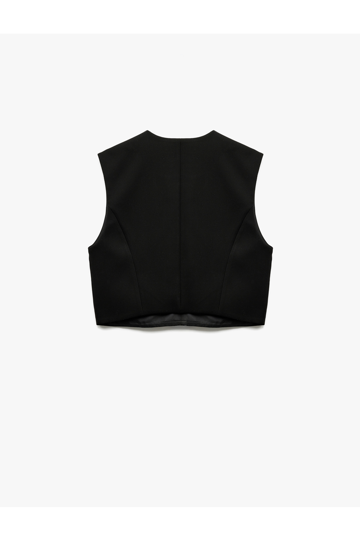 Düğmeli V Yaka Kolsuz Crop Blazer Yelek