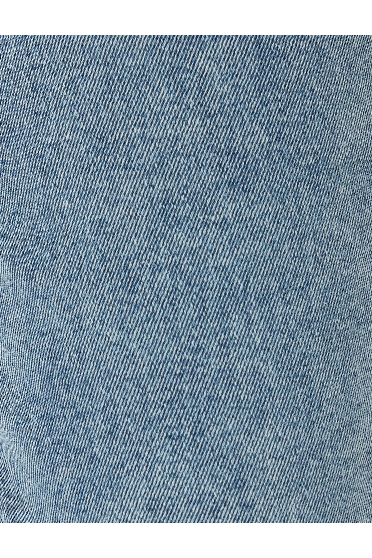 Düz Paça Normal Bel Düğmeli Cep Detaylı Kot Pantolon - Straight Fit Jean