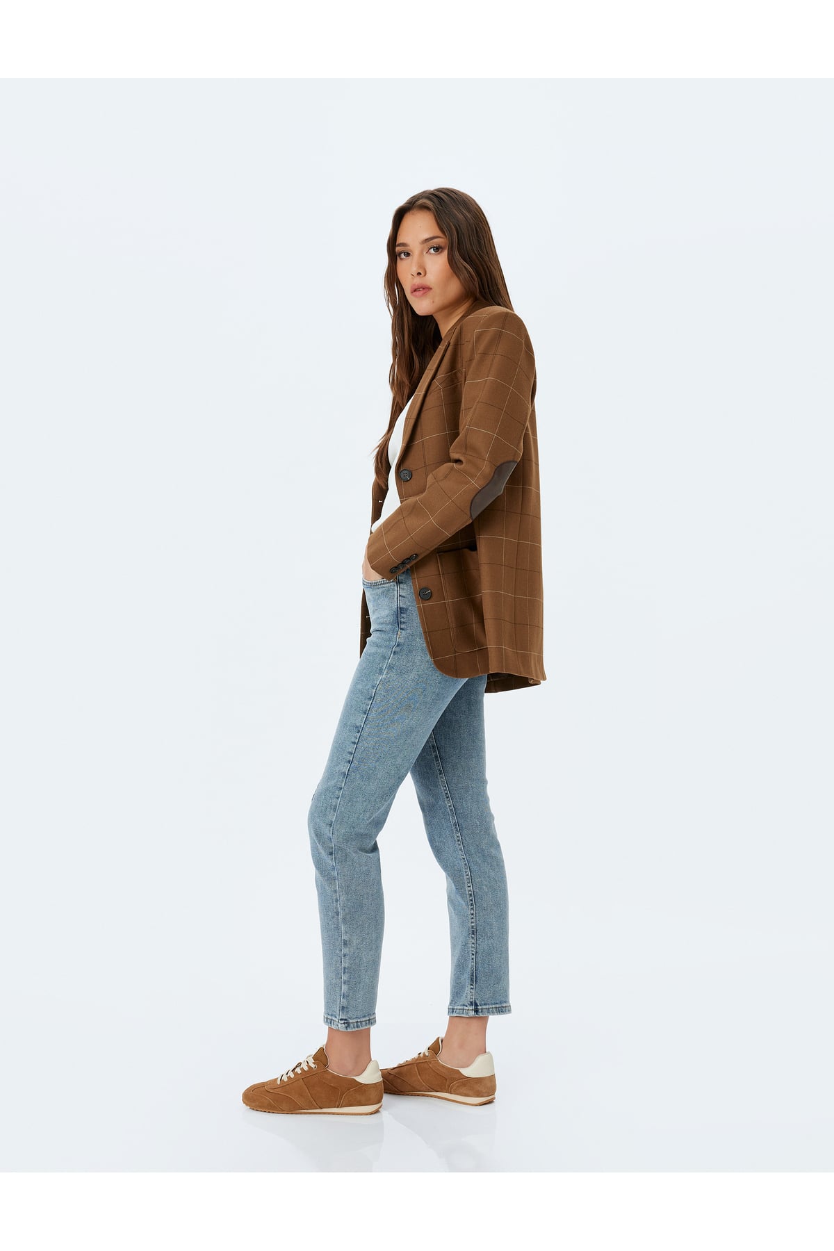 Düz Paça Normal Bel Düğmeli Cep Detaylı Kot Pantolon - Straight Fit Jean