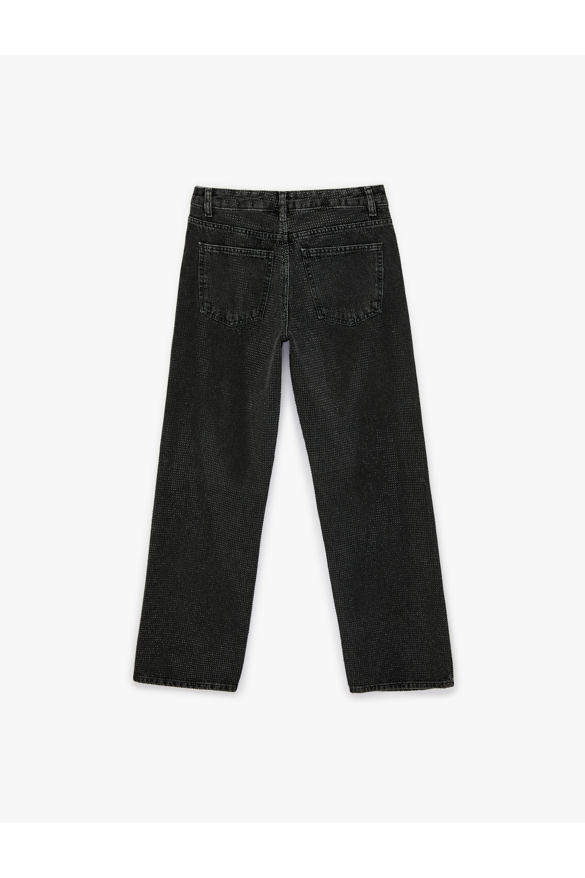 Düz Paça Normal Bel Taş Detaylı Pamuklu Denim Pantolon - Straight Fit Jean