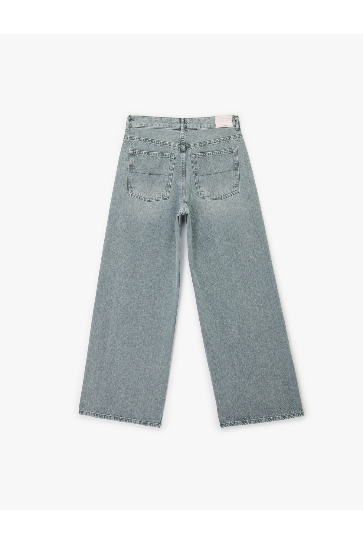 Düz Paça Yüksek Bel Cepli Bol Kalıp Denim Pantolon - Loose Straight Fit Jean
