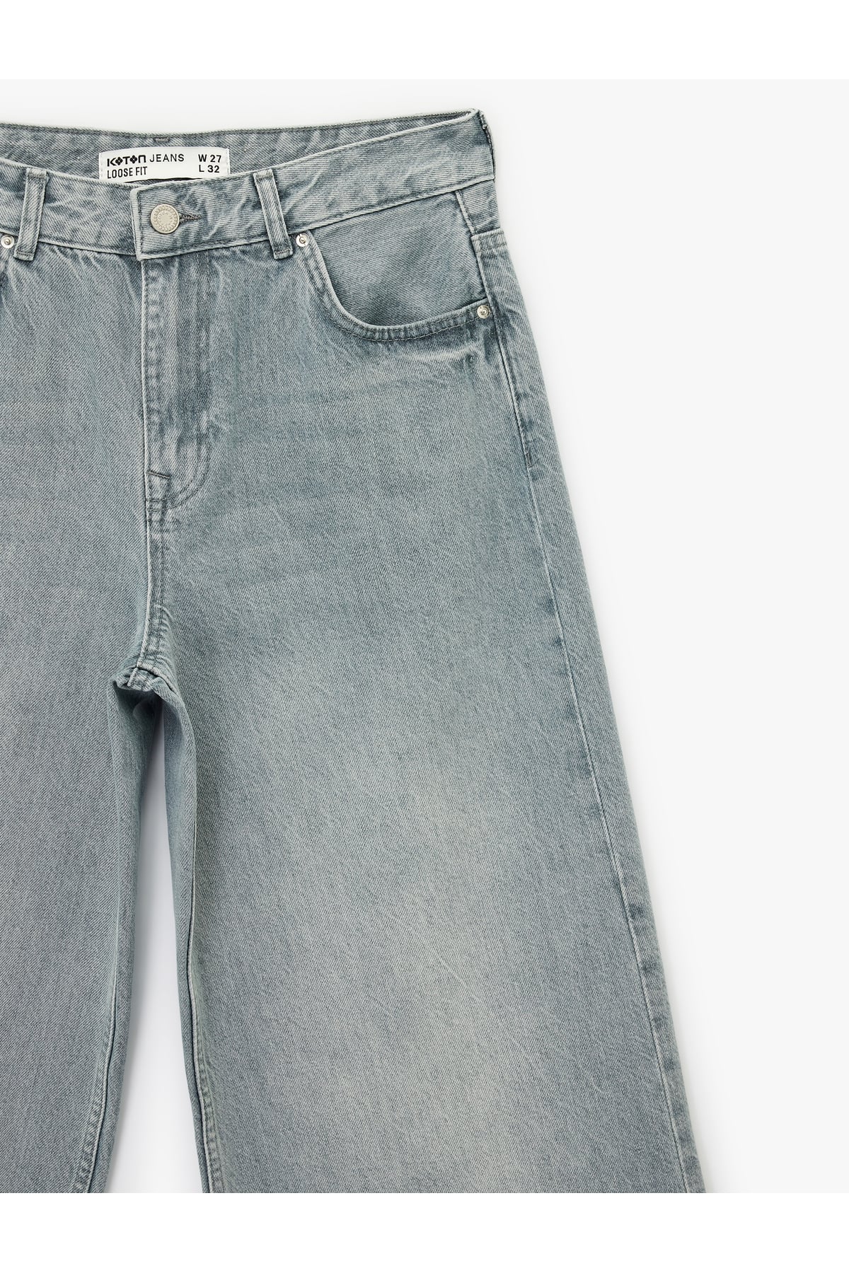 Düz Paça Yüksek Bel Cepli Bol Kalıp Denim Pantolon - Loose Straight Fit Jean