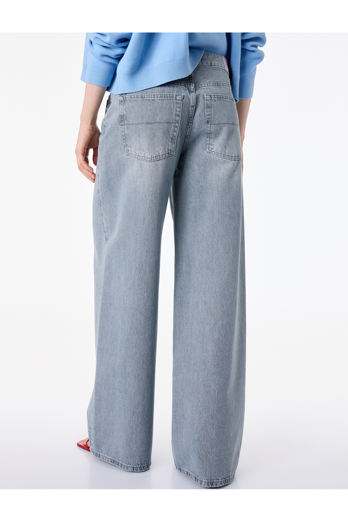 Düz Paça Yüksek Bel Cepli Bol Kalıp Denim Pantolon - Loose Straight Fit Jean
