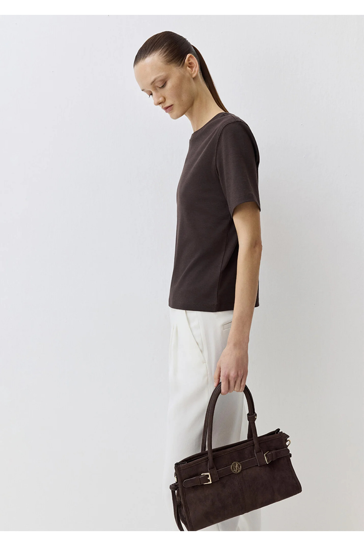 Edition Kahverengi Basic İnterlok Tişört Semi Slim Fit / Yarı Dar Kesim 1613588-71603