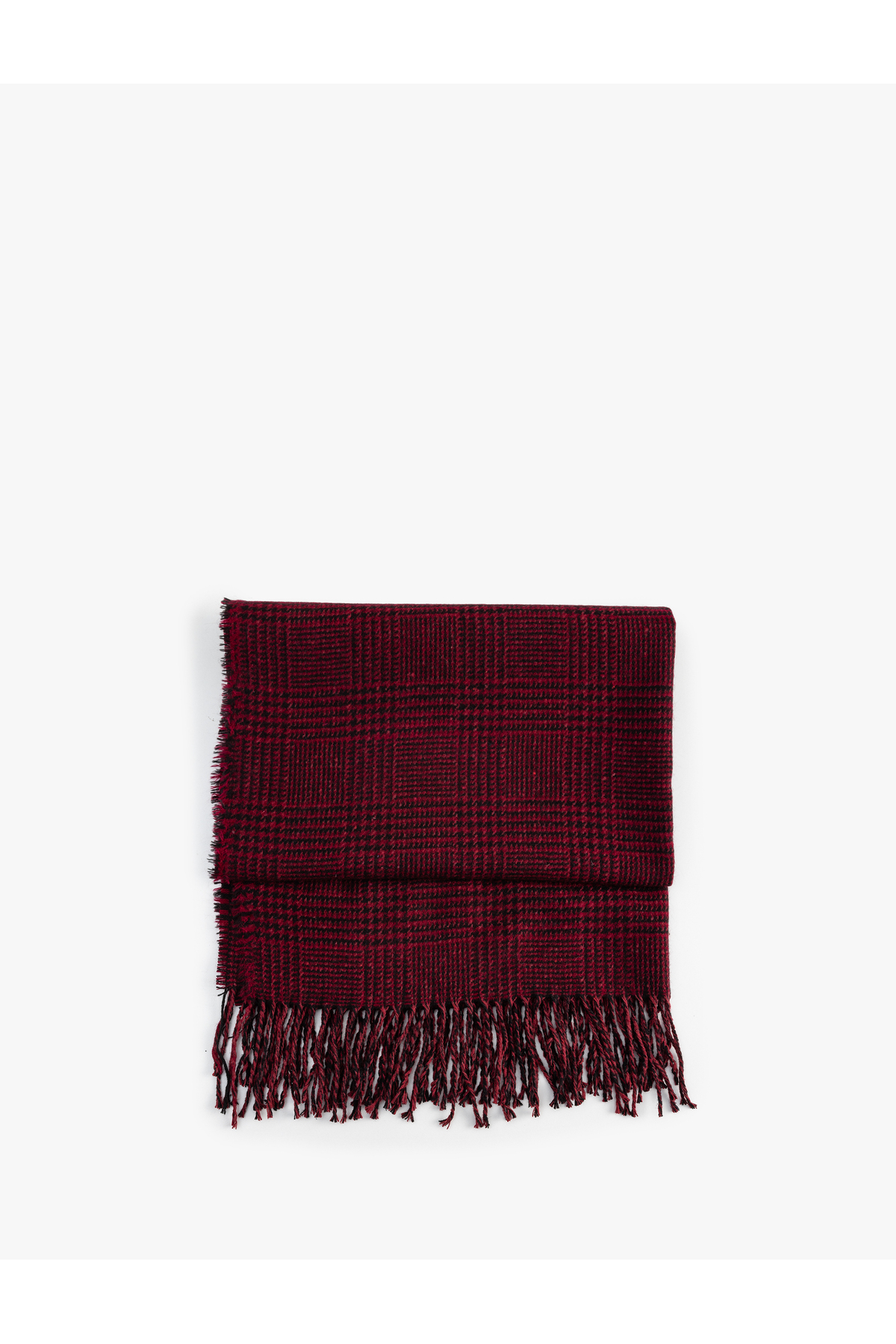 Ekoseli Püsküllü Uzun Atkı