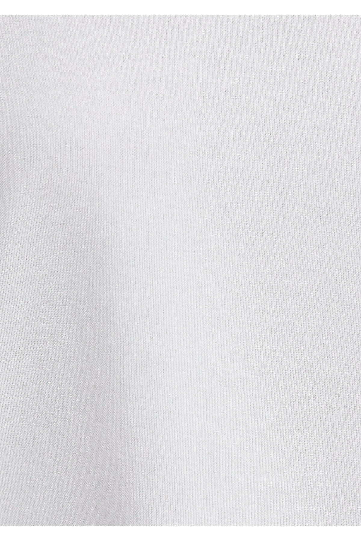 Ekru Basic İnterlok Tişört Loose Fit / Bol Rahat Kesim 1613820-70057