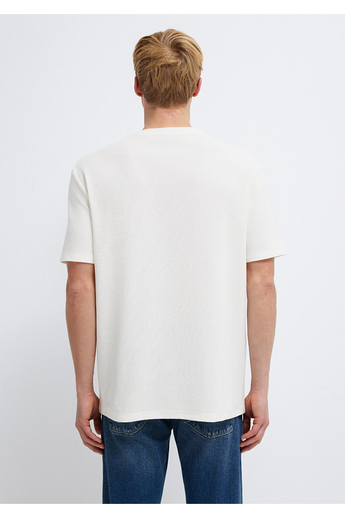 Ekru Basic Tişört Loose Fit / Bol Rahat Kesim 0613153-70056