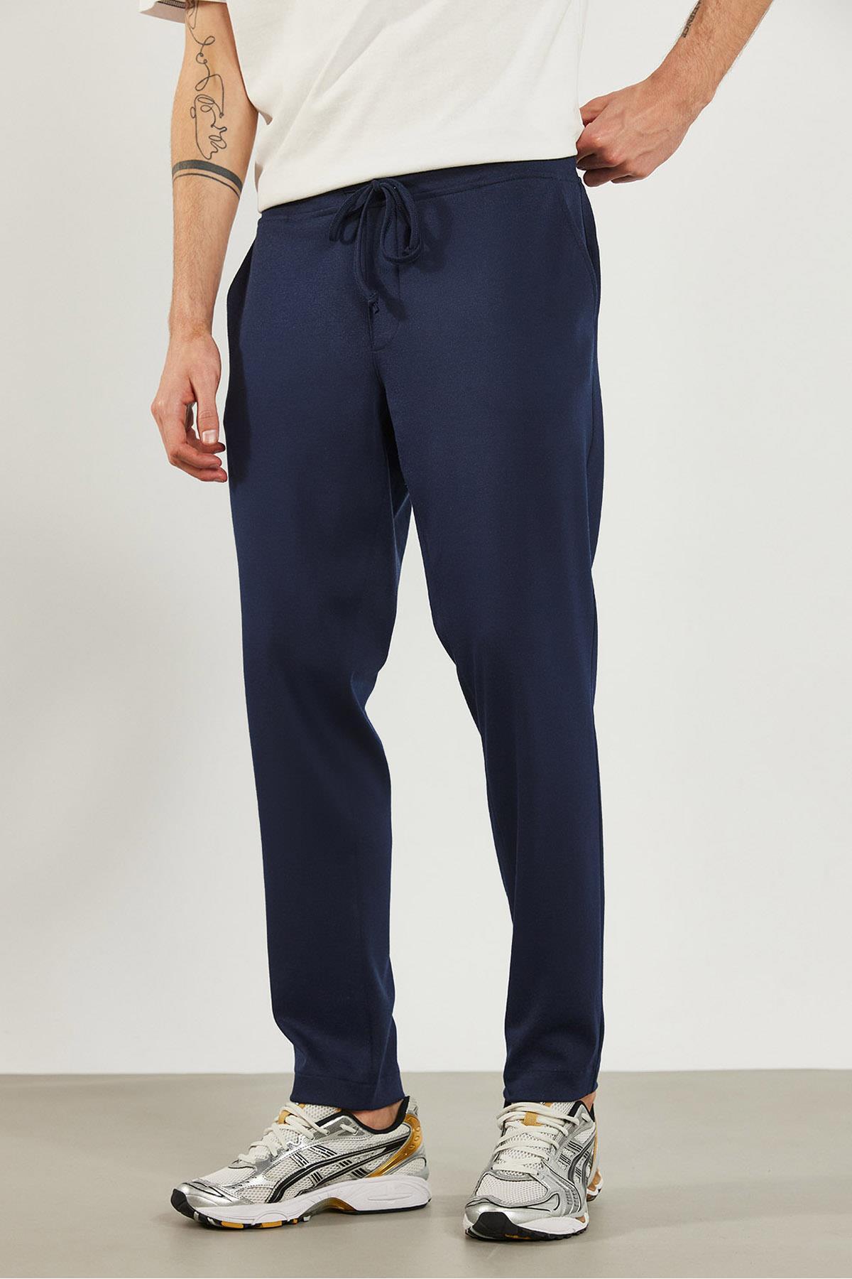 Erkek Alex Beli Lastikli Baggy Pantolon - Lacivert