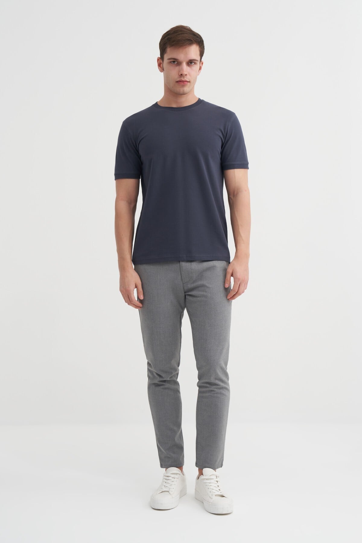 Erkek Antrasit Bisiklet Yaka T-shirt 46200
