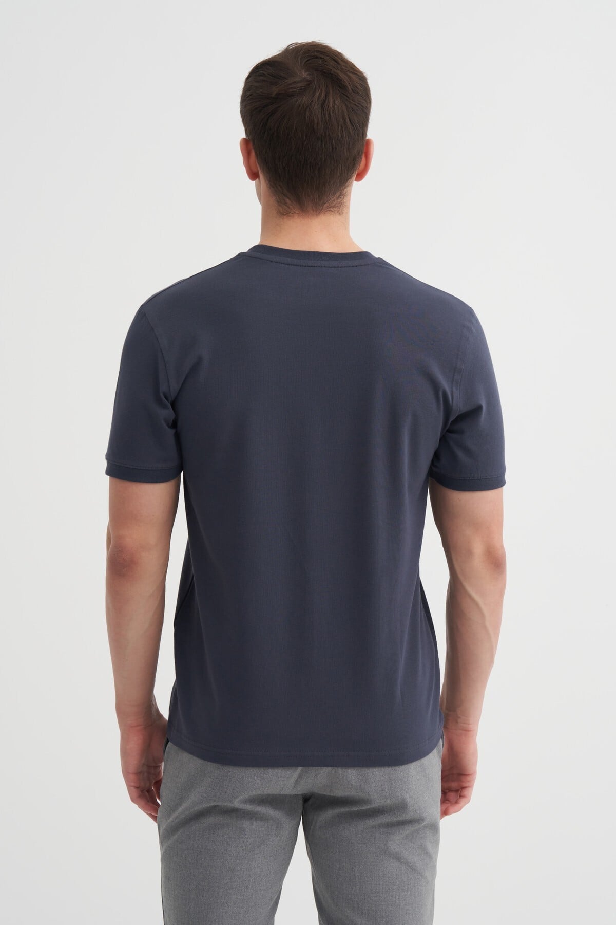 Erkek Antrasit Bisiklet Yaka T-shirt 46200