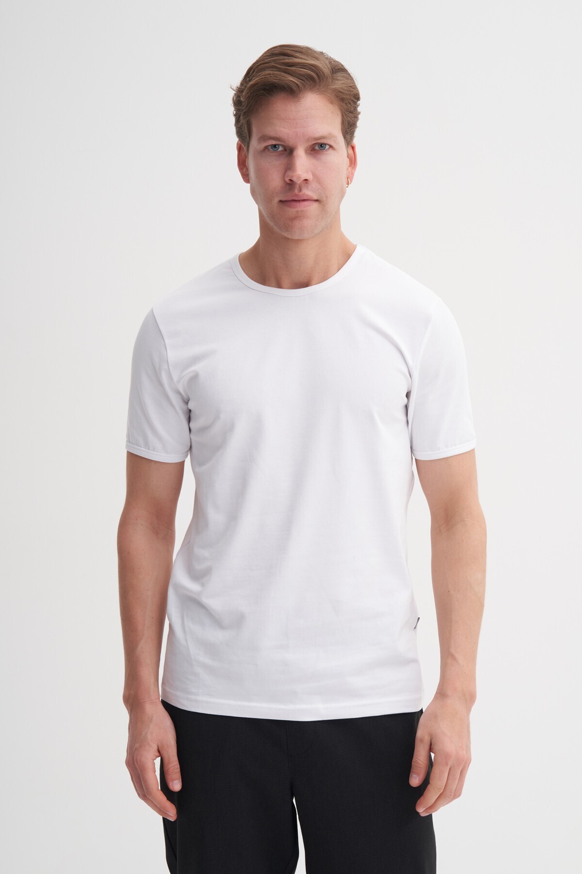 Erkek Beyaz Bisiklet Yaka T-shirt 46180