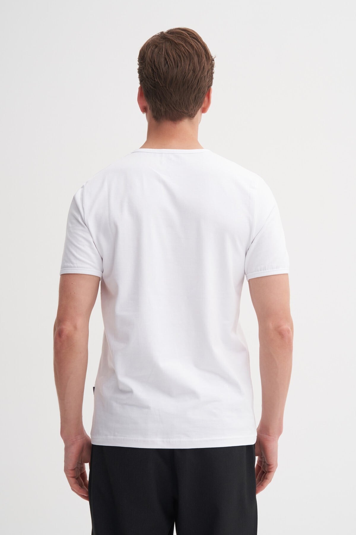 Erkek Beyaz Bisiklet Yaka T-shirt 46180
