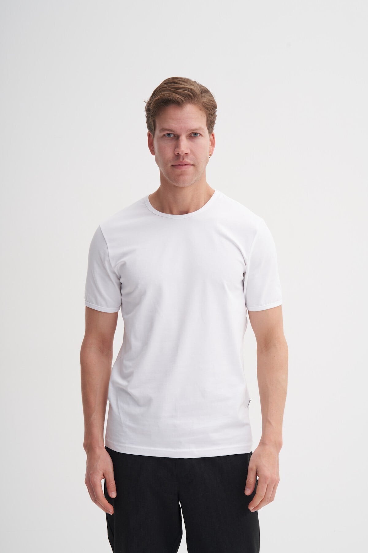 Erkek Beyaz Bisiklet Yaka T-shirt 46180