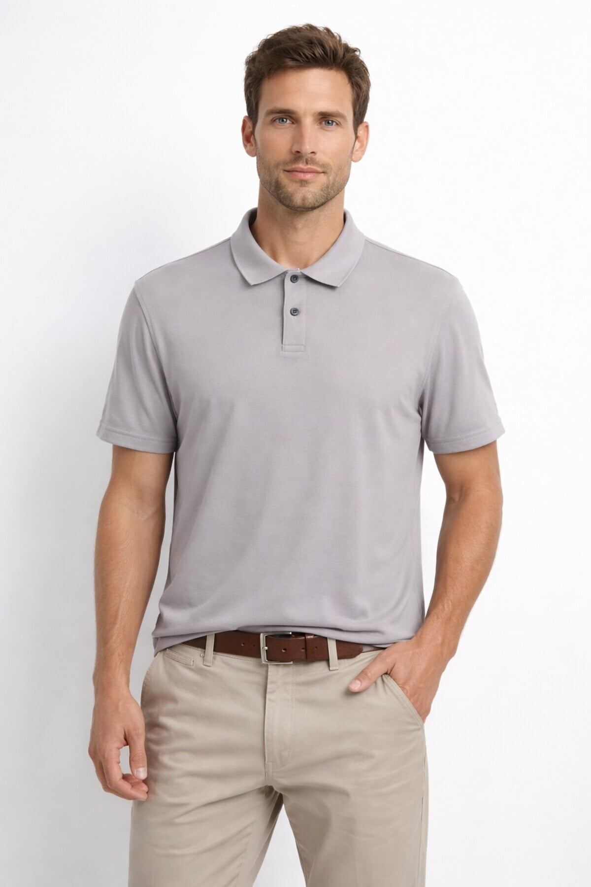 Erkek Polo Yaka Tshirt 44095 Gri