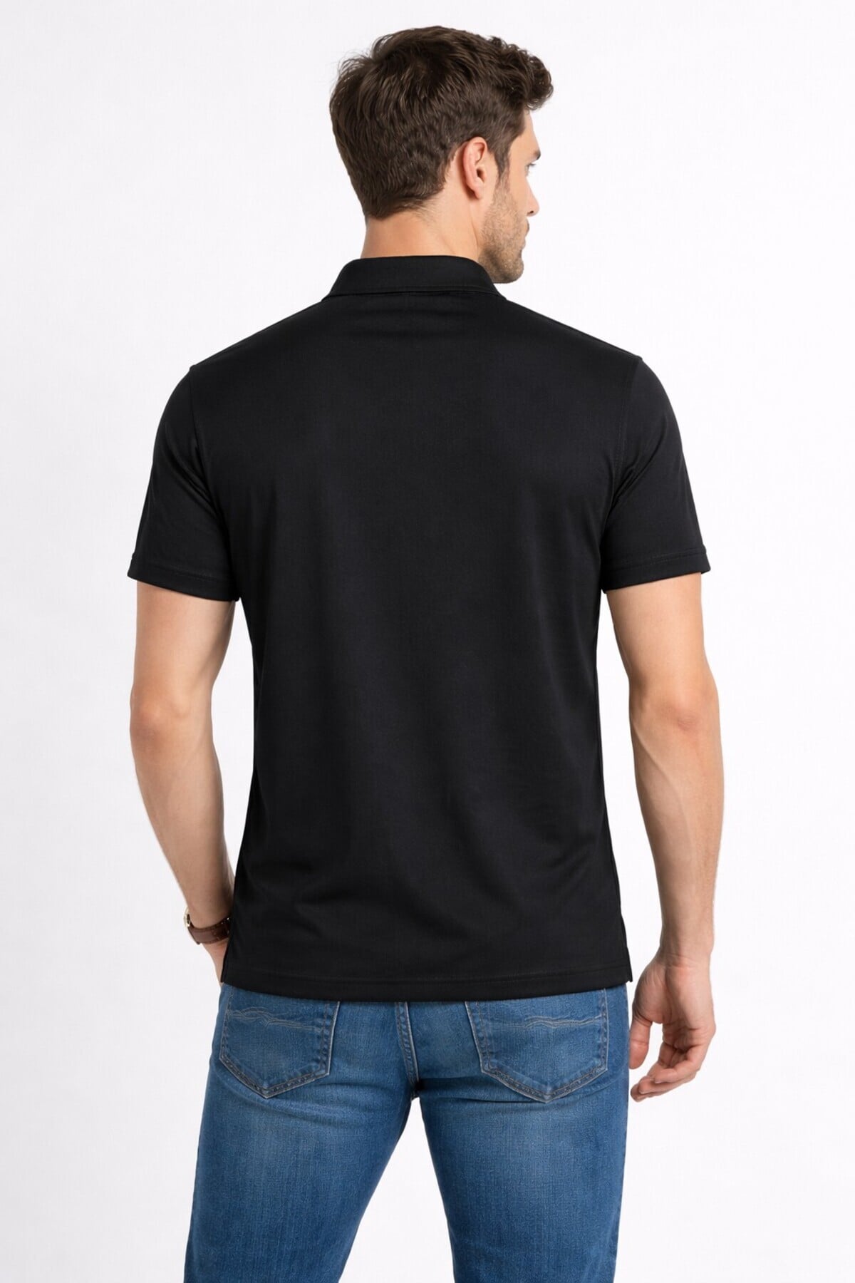 Erkek Polo Yaka Tshirt 44095 Siyah Regular Fit