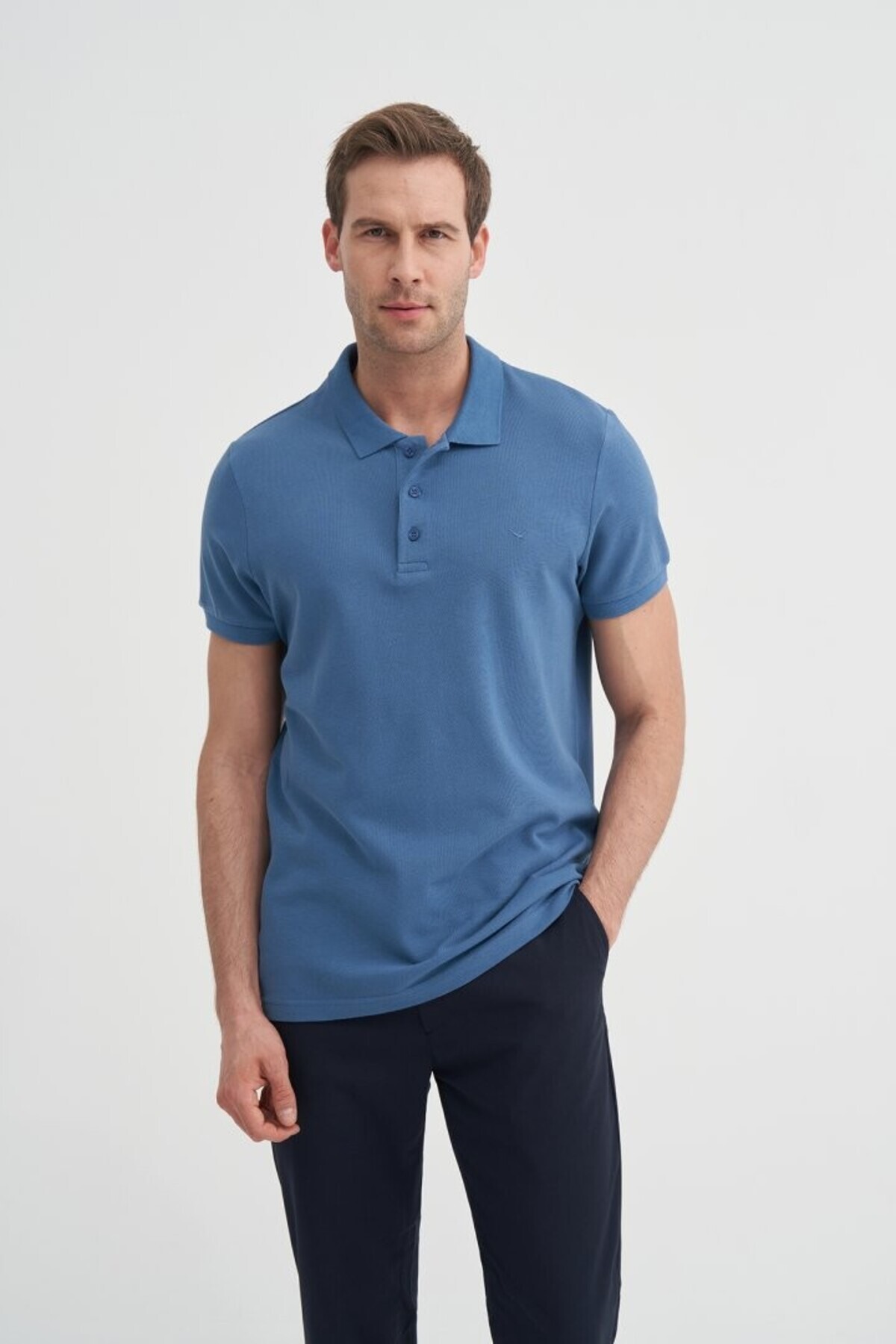 Erkek Polo Yaka Tshirt 46130 Koyu Mavi