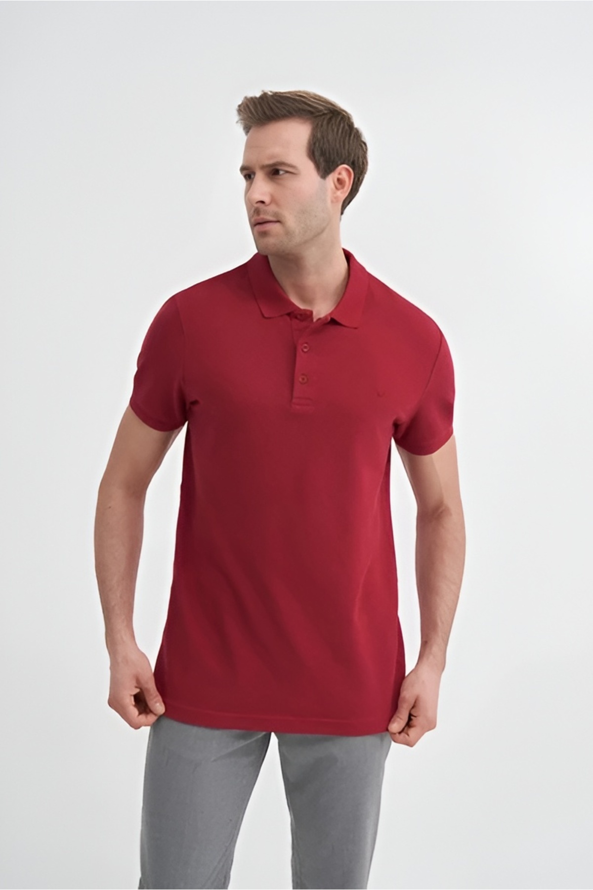 Erkek T-shirt 46130 BORDO