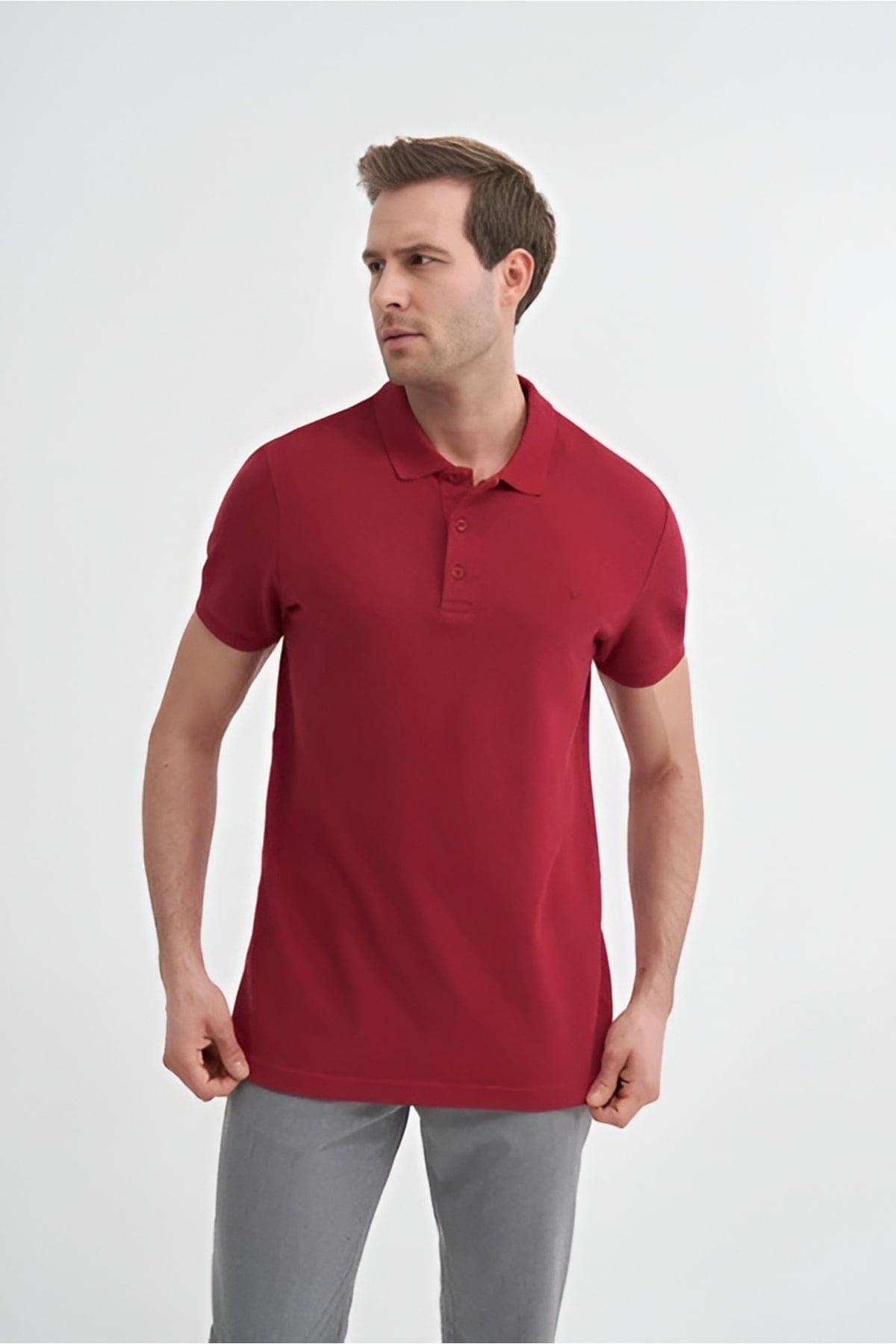 Erkek T-shirt 46130 BORDO