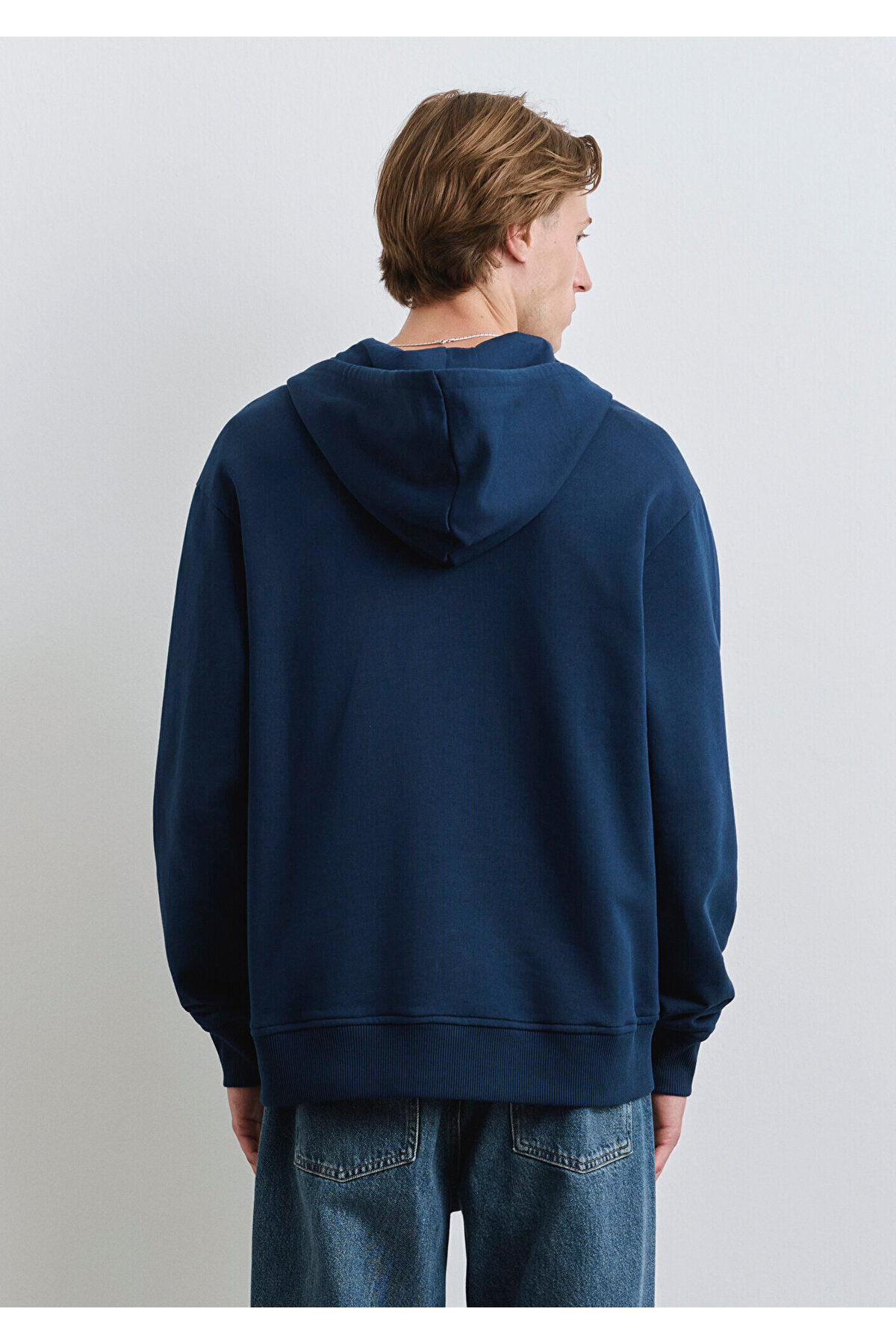 Fermuarlı Kapüşonlu Lacivert Sweatshirt 0S10392-89353