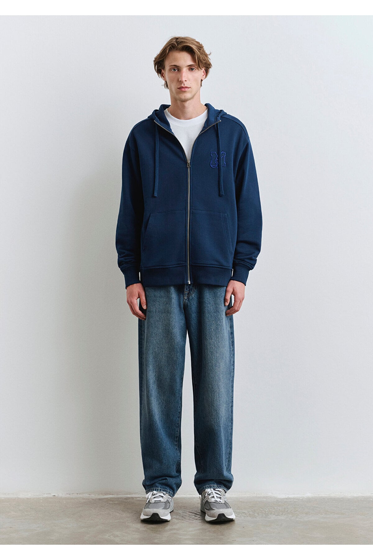 Fermuarlı Kapüşonlu Lacivert Sweatshirt 0S10392-89353