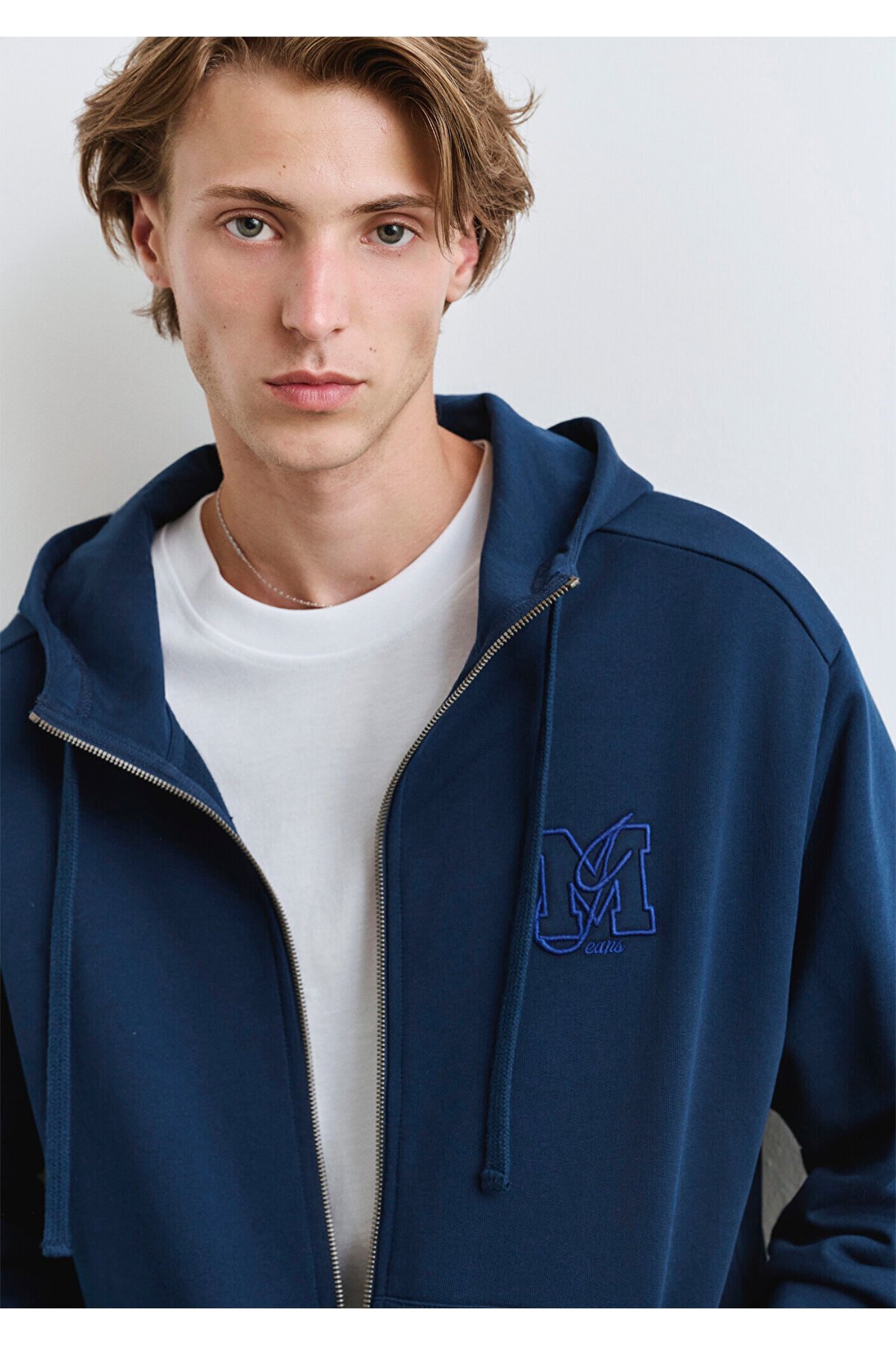Fermuarlı Kapüşonlu Lacivert Sweatshirt 0S10392-89353