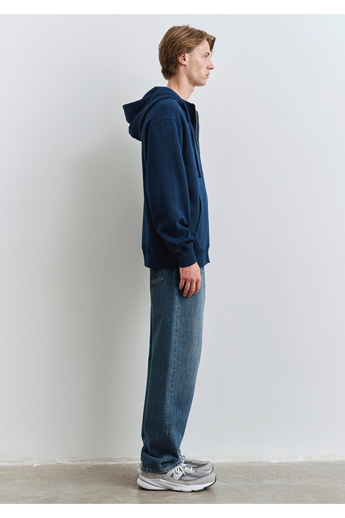 Fermuarlı Kapüşonlu Lacivert Sweatshirt 0S10392-89353