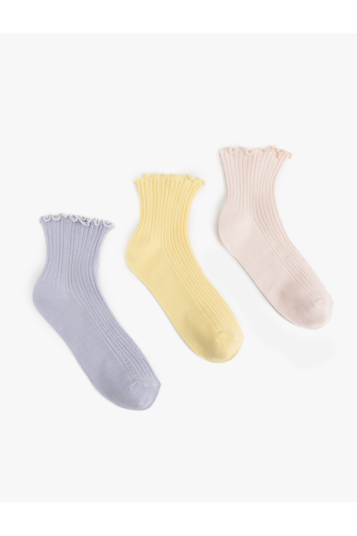 Fırfırlı Çok Renkli 3'lü Çorap Seti