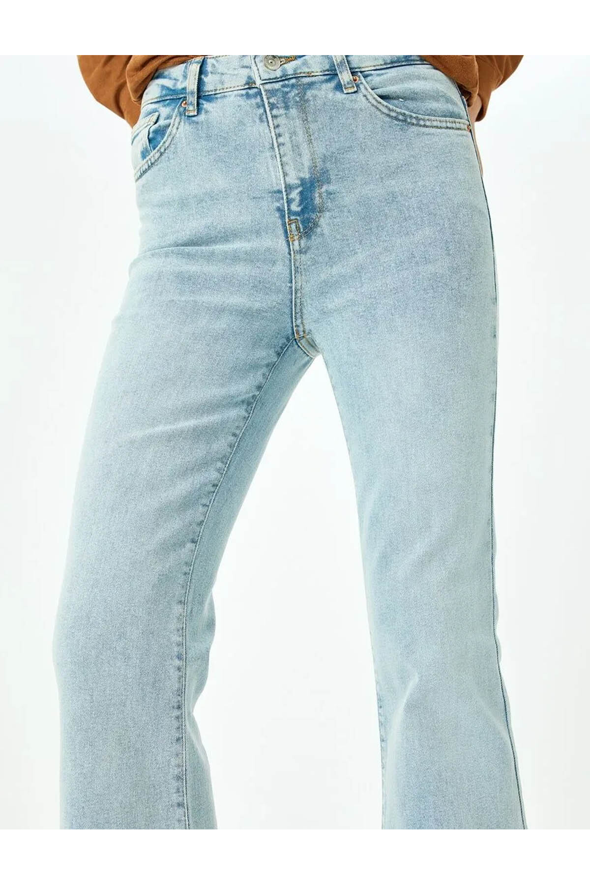 Flare Jean- Yüksek Bel İspanyol Paça Mavi Kadın Jean Pantolon 5SAL40032MD
