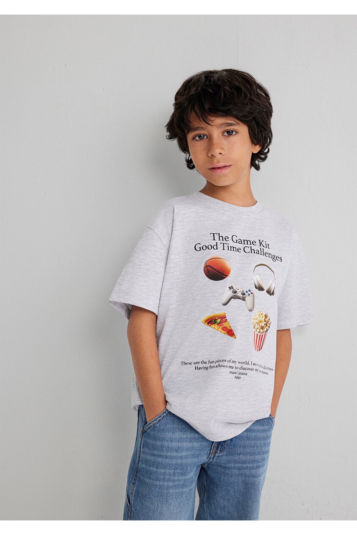 Fun Time Açık Gri Erkek Çocuk T-Shirt M6610359-88467