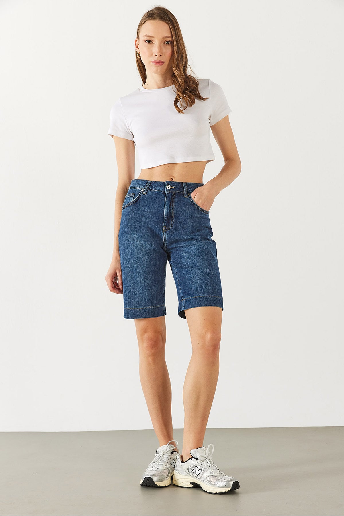 Gabriel Dark Blue Regular Fit Jean Şort - DARK BLUE