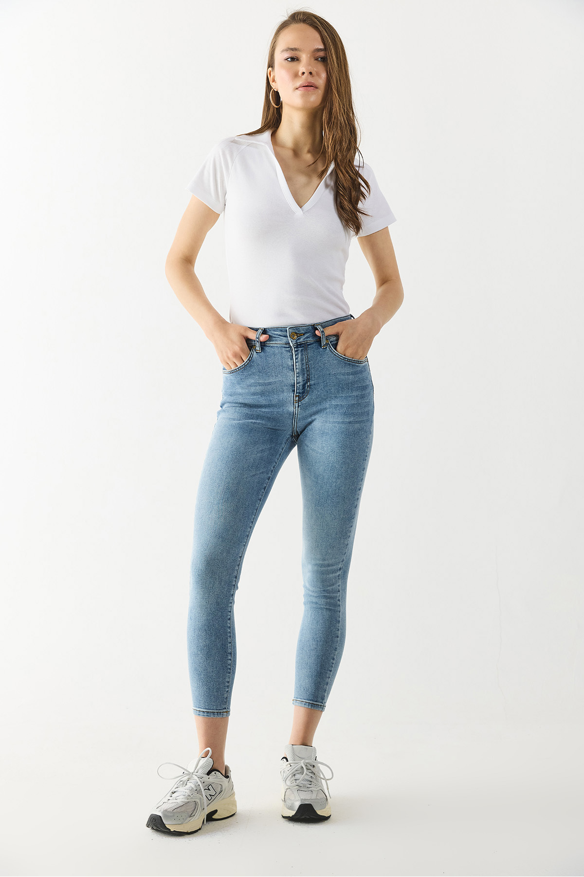 Gabriella Dirty Med Blue Skinny Jean Pantolon - DIRTY MED BLUE