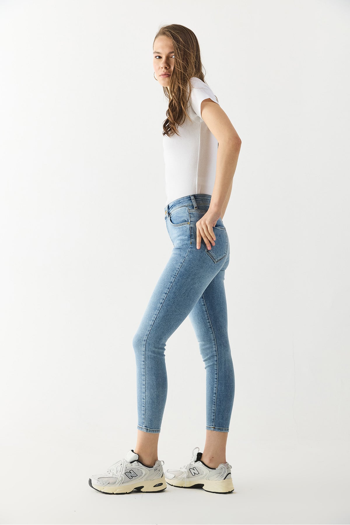 Gabriella Dirty Med Blue Skinny Jean Pantolon - DIRTY MED BLUE