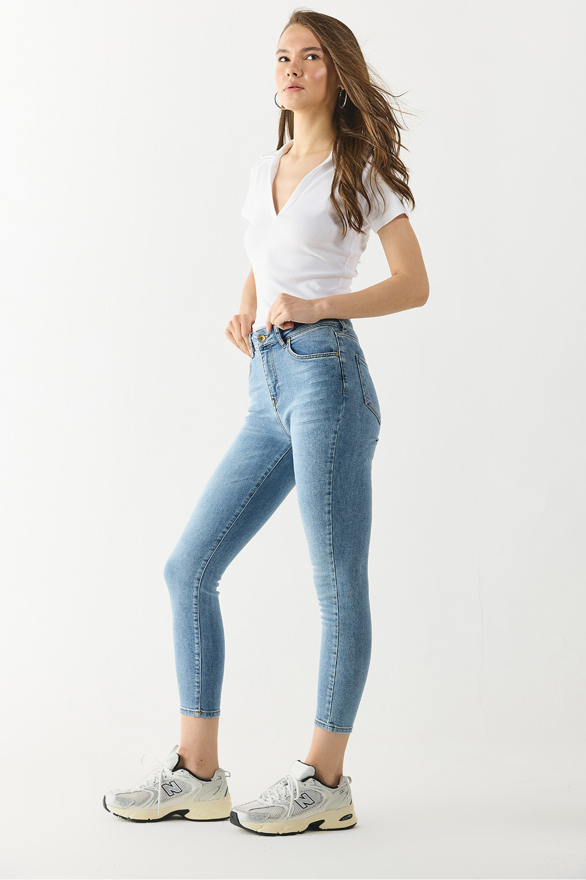 Gabriella Dirty Med Blue Skinny Jean Pantolon - DIRTY MED BLUE