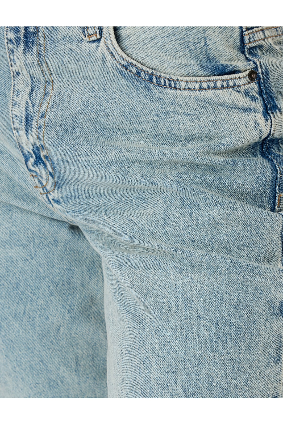 Geniş Paça Kemer Detaylı Cepli Normal Bel Kot Pantolon - Wide Leg Jean