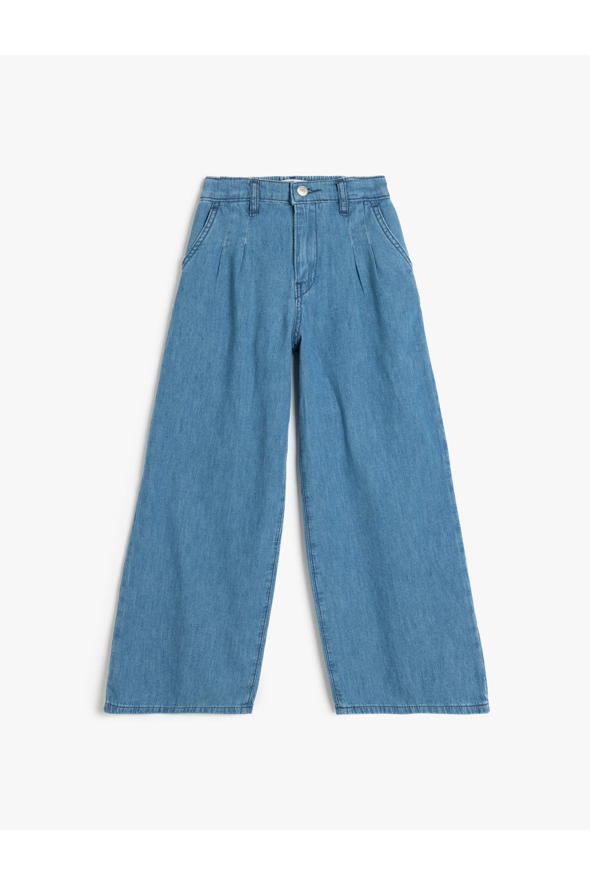 Geniş Paça Kot Pantolon Cepli Pamuklu - Wide Leg Jean