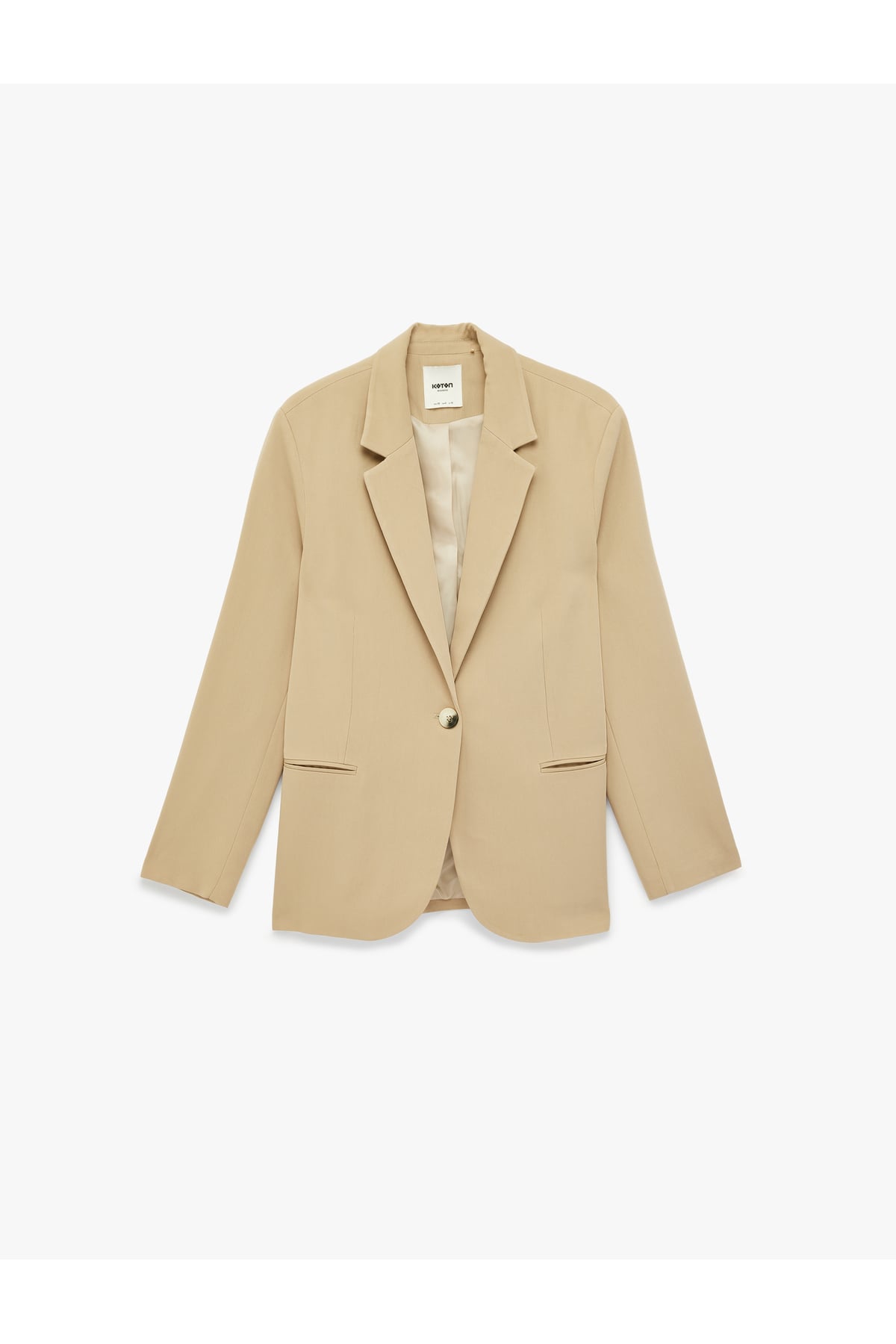 Geniş Yaka Düğmeli Cep Detaylı Blazer Ceket