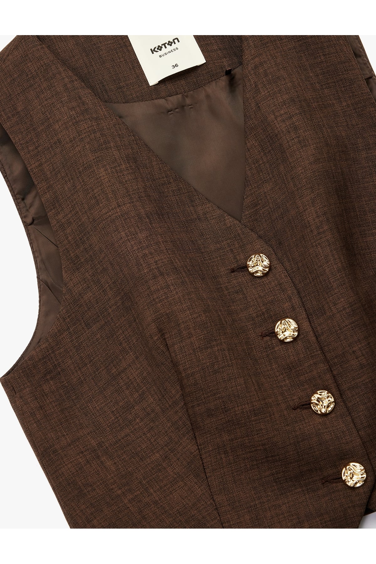 Gold Düğme Detaylı Kolsuz Blazer Yelek