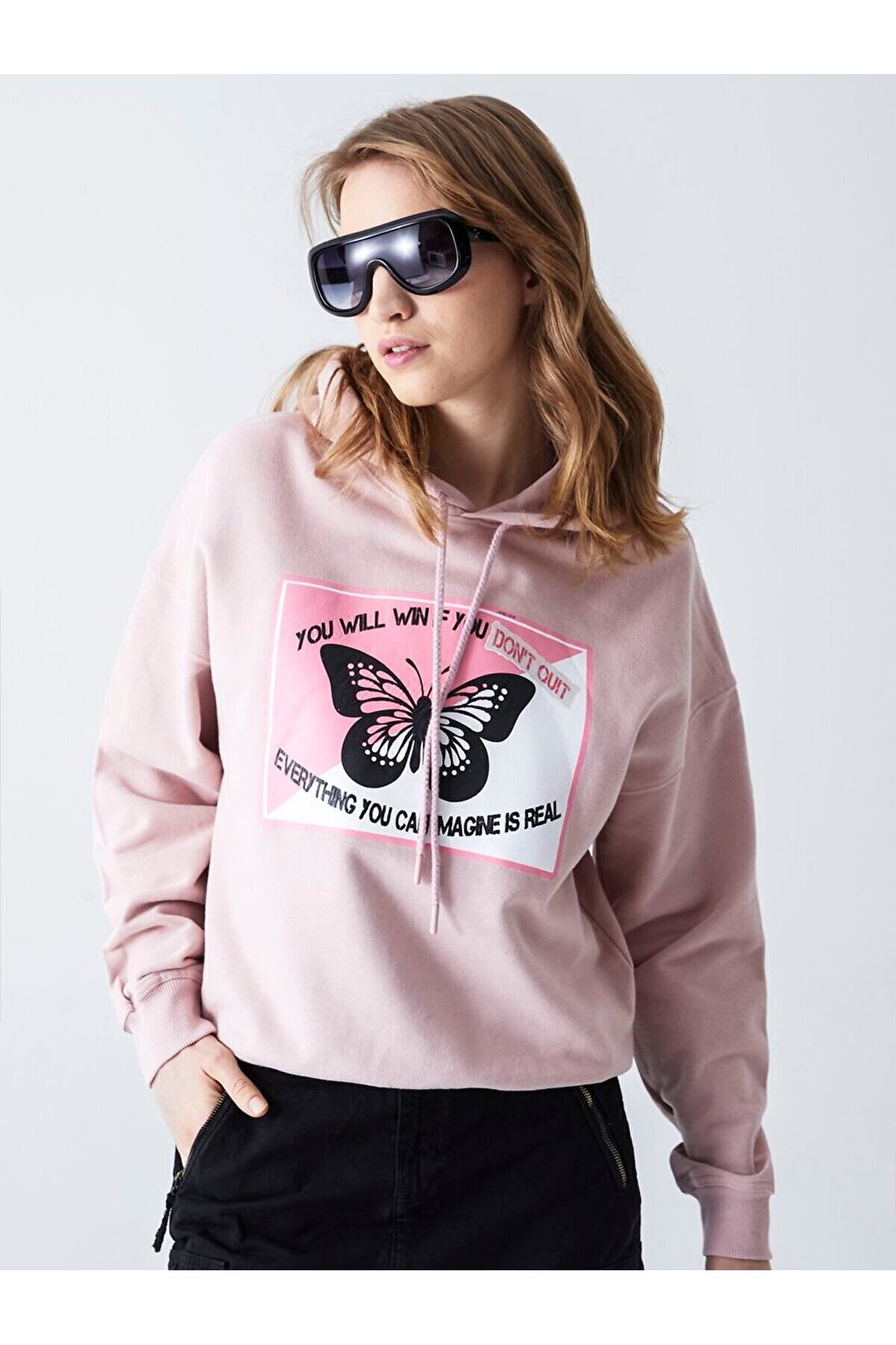 Grafik Baskılı Kapüşonlu Sweatshırt