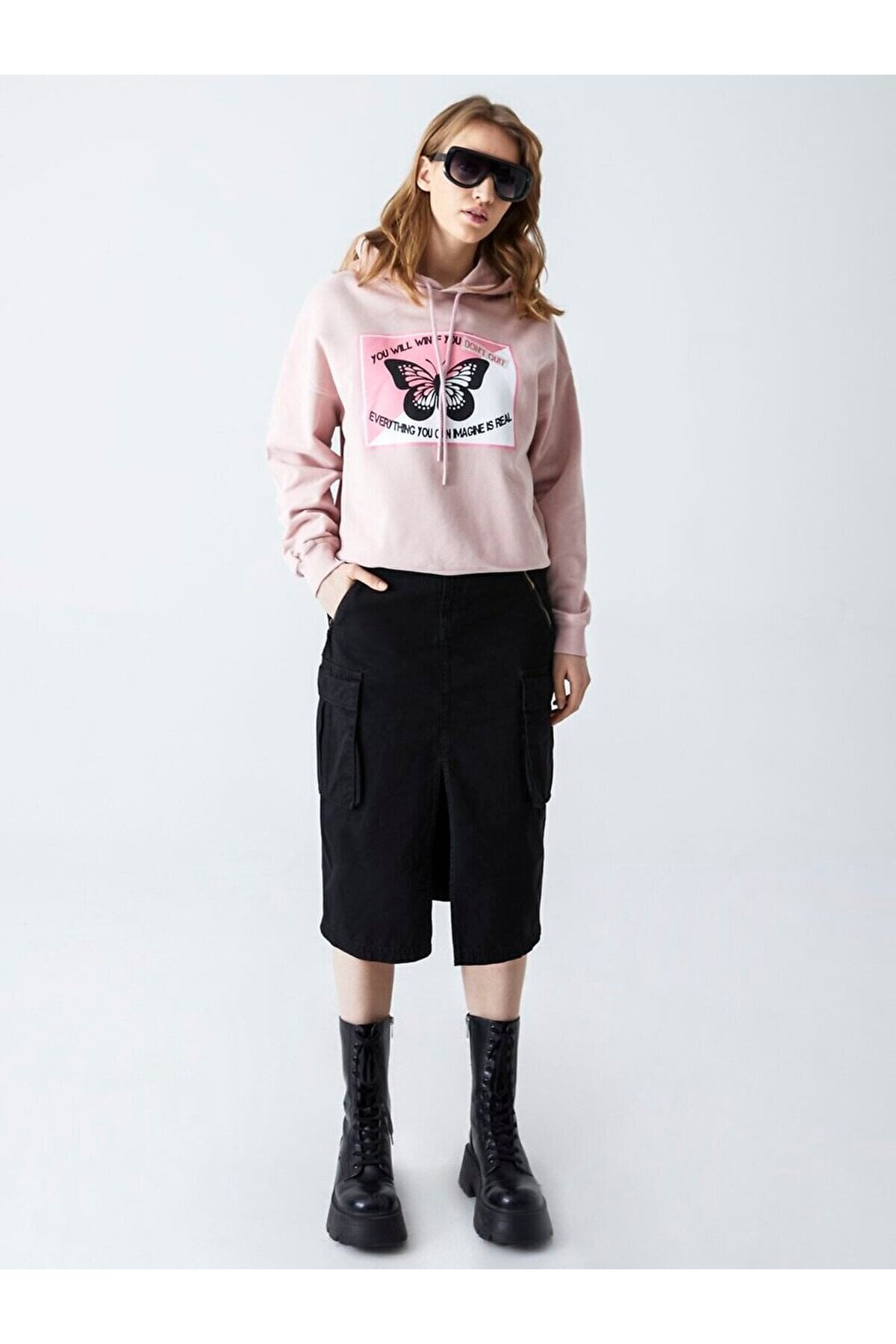 Grafik Baskılı Kapüşonlu Sweatshırt