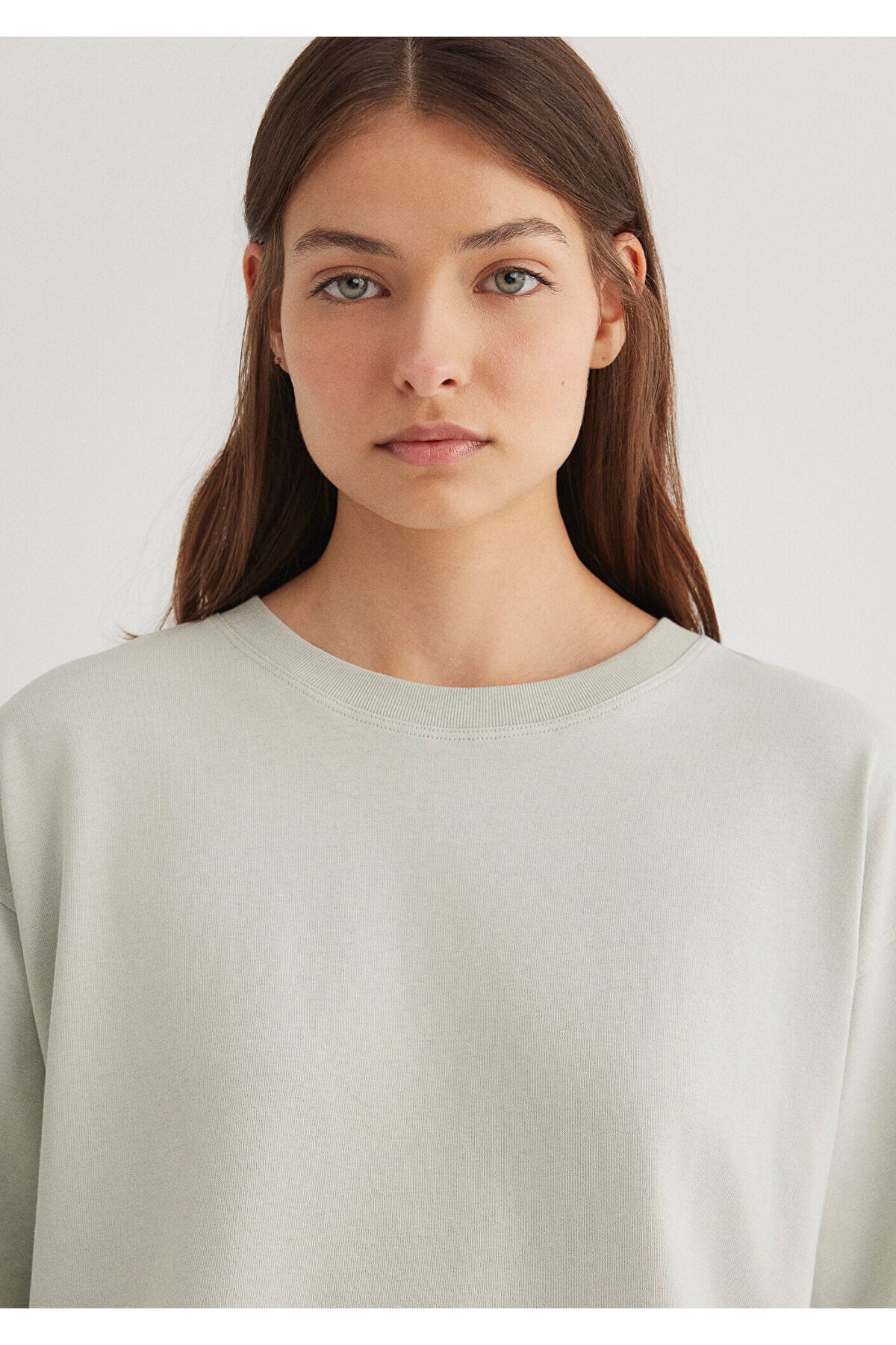 Gri Crop Basic Tişört Crop / Kısa Kesim 1612377-70082