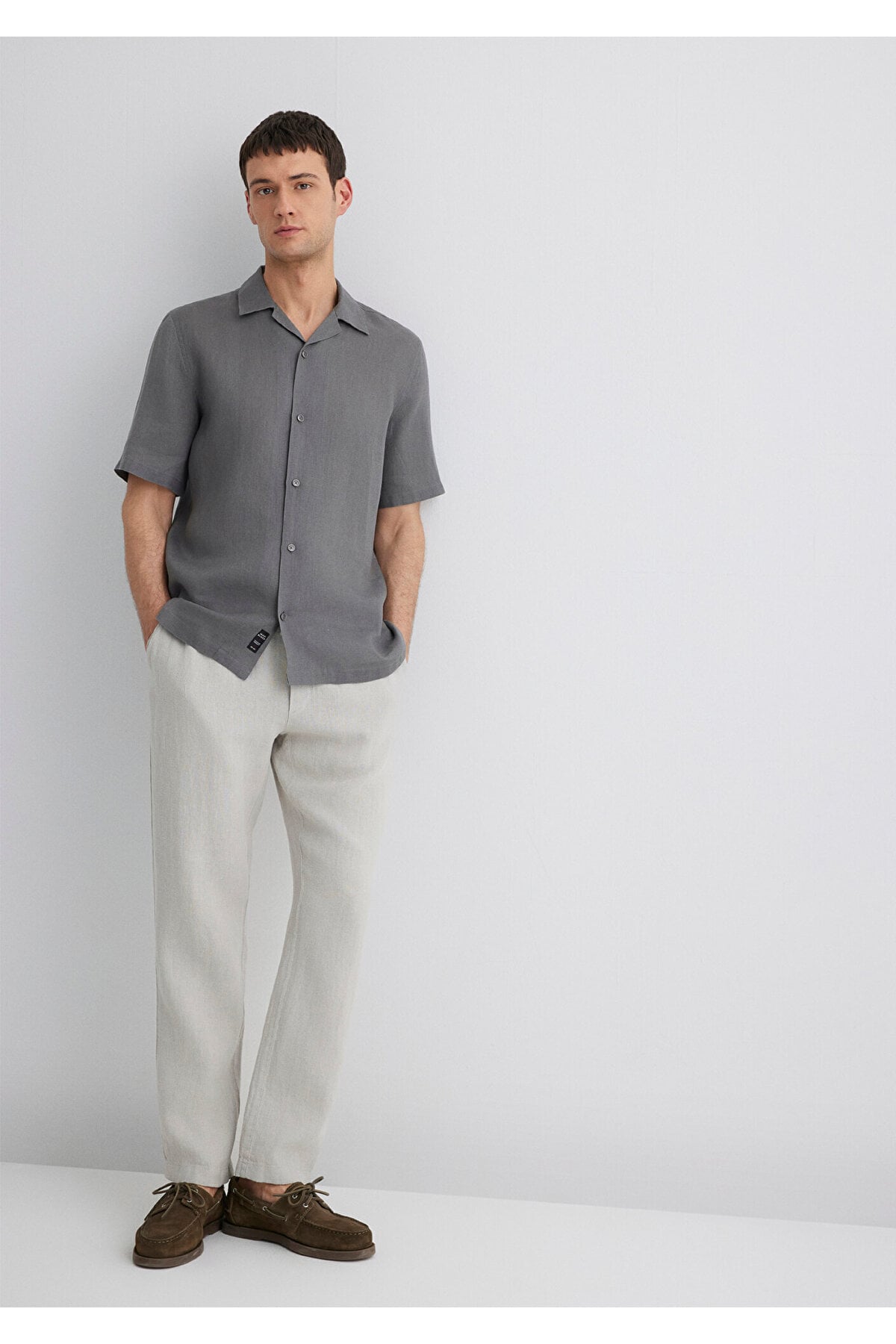 Gri Keten Pantolon 0010358-70080